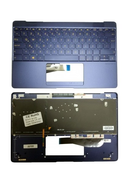 Asus Zenbook 3 UX390 UX390UA Notebook Klavyesi Koyu Mavi Aydınlatmalı Tr Kasalı