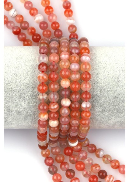 Karnelyan Akik Doğal Taş Dizi 6 mm Küre Kesim