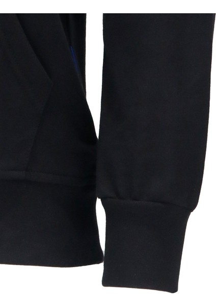 Erkek Standart Fit Kapüşonlu Kabartma Baskılı Siyah Sweatshirt fırsatları