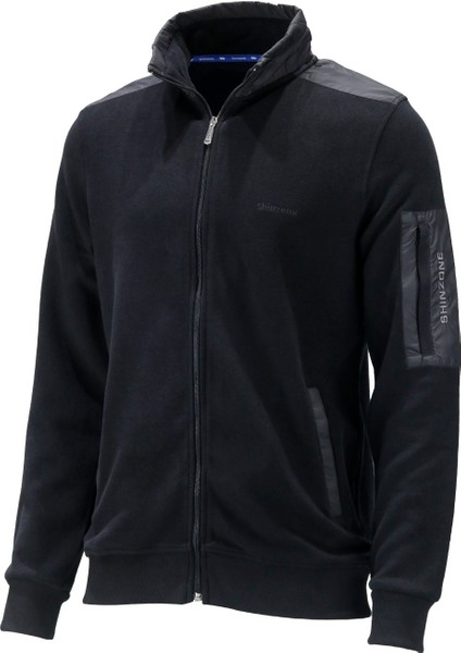 Erkek Standart Fit Kol Cepli Fermuarlı Siyah Sweatshirt