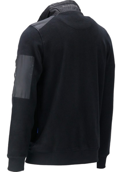 Erkek Standart Fit Kol Cepli Fermuarlı Siyah Sweatshirt fiyatları