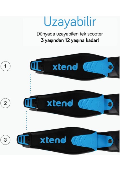 Xtend 3 Aşamalı Büyüyebilen Çocuk Scooterı (3-12 Yaş) - Blue