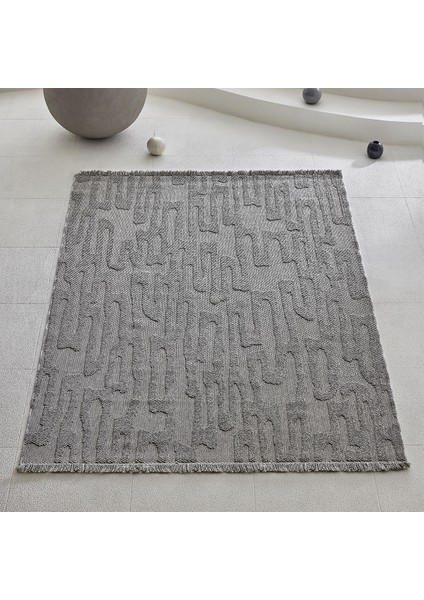 Verla River Modern Tasarım Özel Dokuma Halı - Gri 200X290 cm