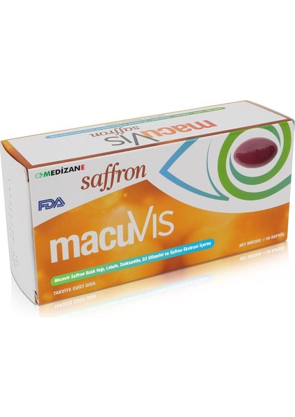 Medizane Sağlıklı Göz MacuVIS Saffron Gıda Takviyesi - 30 Kapsül