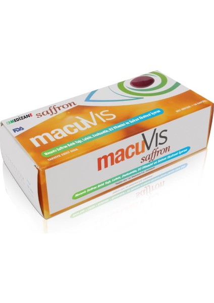 Medizane Sağlıklı Göz MacuVIS Saffron Gıda Takviyesi - 30 Kapsül