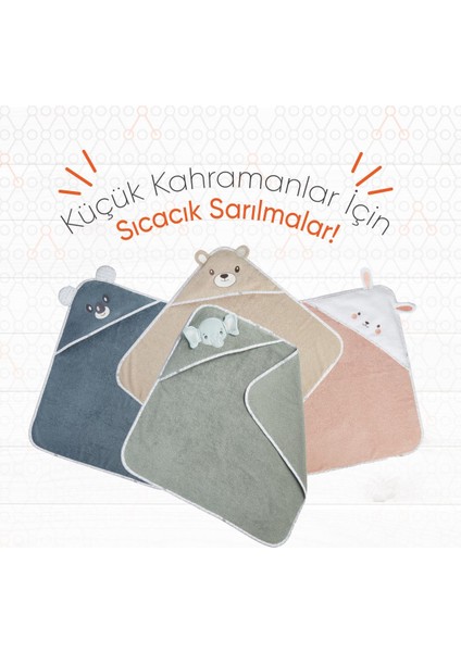 Hero Kahraman Başlıklı Bebek & Çocuk Kurulama Havlusu Elephant