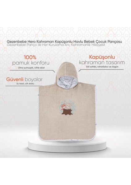 Hero Kahraman Kapüşonlu Havlu Bebek Çocuk Pançosu Teddy