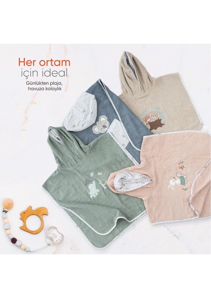 Hero Kahraman Kapüşonlu Havlu Bebek Çocuk Pançosu Teddy