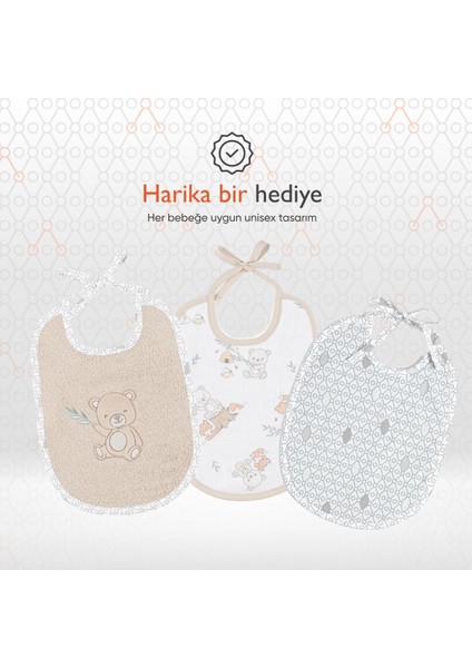 Hero 3'lü Yenidoğan Bebek Önlük Seti Teddy