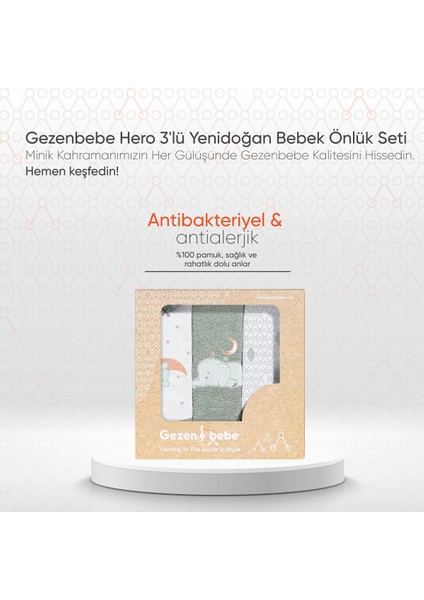 Hero 3'lü Yenidoğan Bebek Önlük Seti Elephant