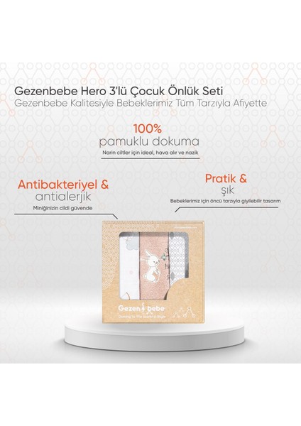 Hero 3'lü Çocuk Önlük Seti Bunny indirimleri