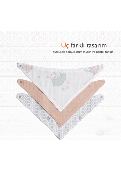 Hero 3'lü Bebek-Çocuk Fular Önlük Seti Bunny