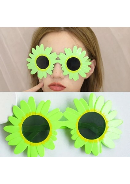 Sunflower Ayçiçeği Şekilli Parti Gözlüğü 1 Adet Yeşil Renk Hawai Retro