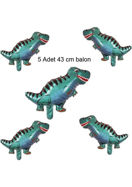 Tyrannosaurus Shape Şekilli Yeşil Renk Dinozor Folyo Balon 43 cm 5 Adet