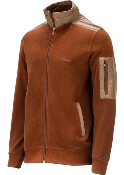 Erkek Standart Fit Kol Cepli Fermuarlı Kiremit Sweatshirt