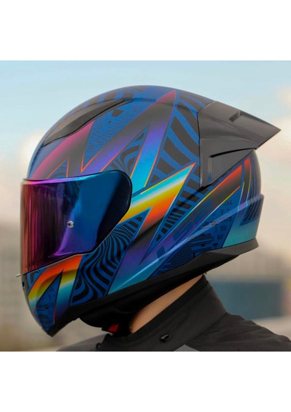 Rapid 2 Optik Race Full Face Motosiklet Kaskı Yarış Spoilerlu Şeffaf + Gökkuşağı Vizörlülü fiyatları