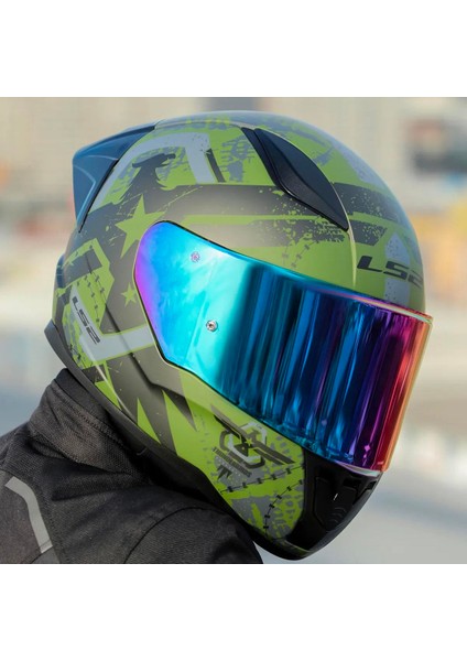 Rapid 2 Thunder Birs Race Full Face Motosiklet Kaskı Yarış Spoilerlu Şeffaf + Gökkuşağı Vizörlülü