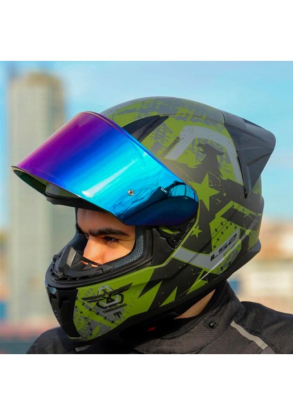 Rapid 2 Thunder Birs Race Full Face Motosiklet Kaskı Yarış Spoiler + Şeffaf + Gökkuşağı Vizörlü indirimleri