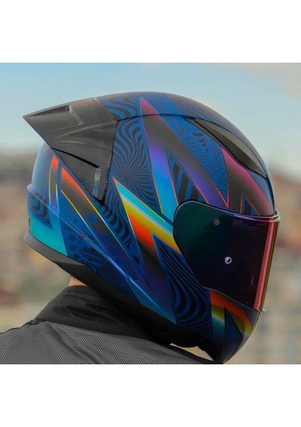 Rapid 2 Optik Race Full Face Motosiklet Kaskı Yarış Spoilerlu Şeffaf + Gökkuşağı Vizörlülü modelleri