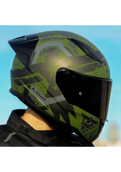Rapid 2 Thunder Birs Race Full Face Motosiklet Kaskı Yarış Spoiler + Siyah Vizörlü