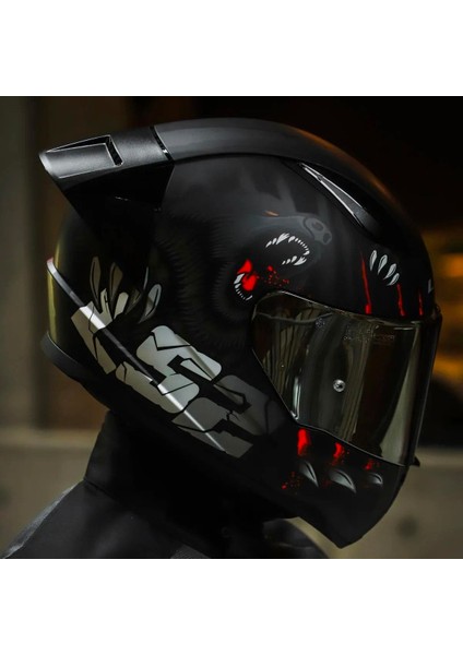 Rapid 2 Clawn Race Full Face Motosiklet Kaskı Yarış Spoiler + Şeffaf + Siyah Vizörlü