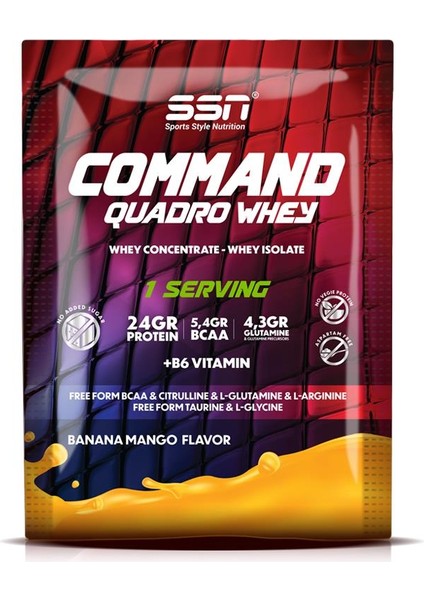 SSN Sports Style Nutrition Ssn Command Quadro Whey 30 gr Tek Sachet Muz-Mango