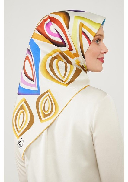 Gold Damla Desen Saf İpek Eşarp