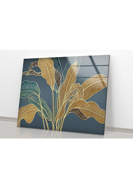 Altın Çiçek Cam Duvar Tablosu