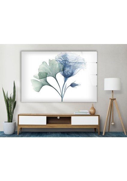 Mavi Çiçek Temperli Cam Duvar Tablosu fiyatları