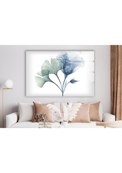 Mavi Çiçek Temperli Cam Duvar Tablosu modelleri