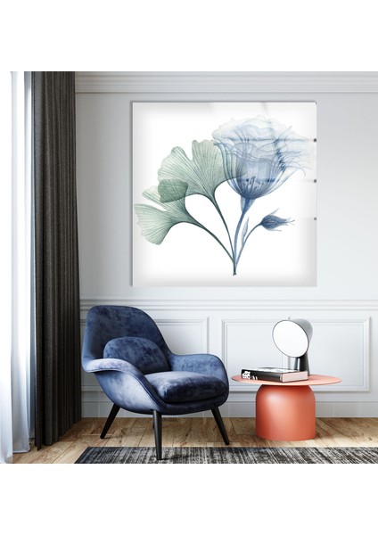 Mavi Çiçek Temperli Cam Duvar Tablosu fırsatları