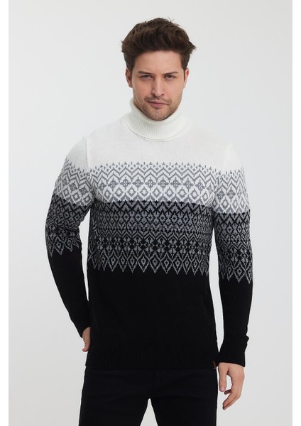 Desenli Balıkçı Yaka Triko KAZAK(E23-6713)