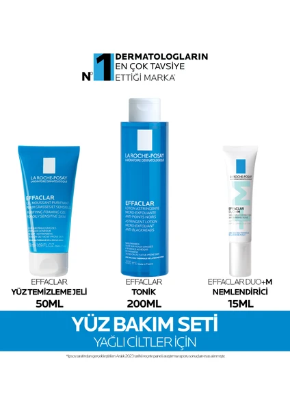 Yüz Bakım Seti: Effacalr Yüz Temzileme Jeli 50 ml & Tonik 200 ml& Effaclar Duo+M