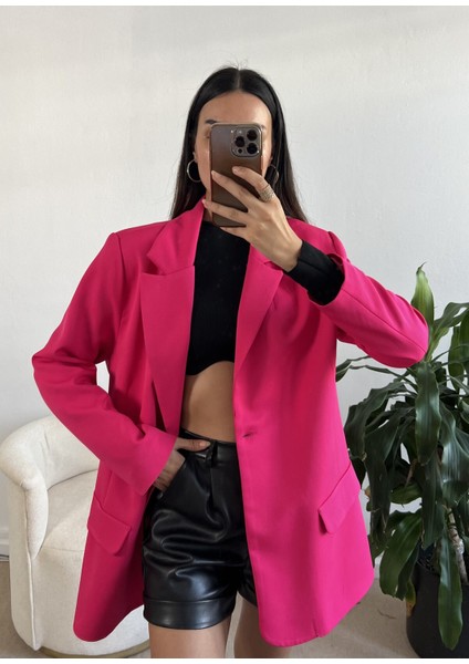 Fuşya Oversize Blazer Ceket 24022