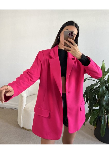 Fuşya Oversize Blazer Ceket 24022