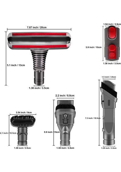 Dyson V15,V11, V10, V8 V6 V7 Dik Süpürge Uyumlu Fırça Aksesuar Seti