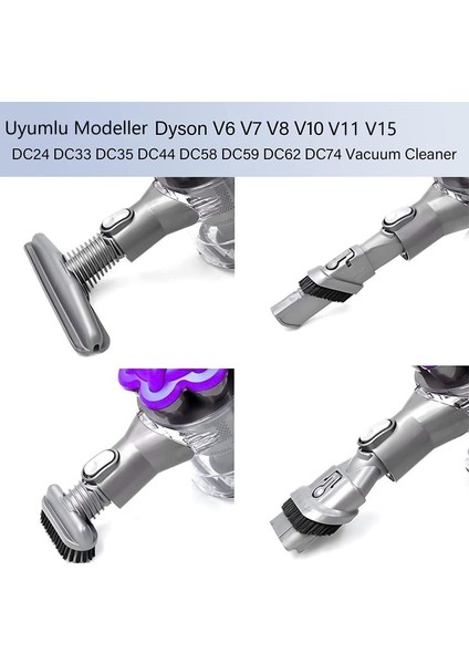 Dyson V15,V11, V10, V8 V6 V7 Dik Süpürge Uyumlu Fırça Aksesuar Seti