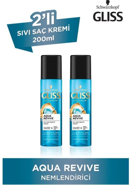 Aqua Revive Hyaluron ve Deniz Yosunu Içeren Nemlendirici Sıvı Saç Kremi 200 ml x 2 Adet