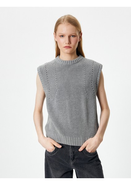 Örgü Süveter Bisiklet Yaka Kolsuz modelleri