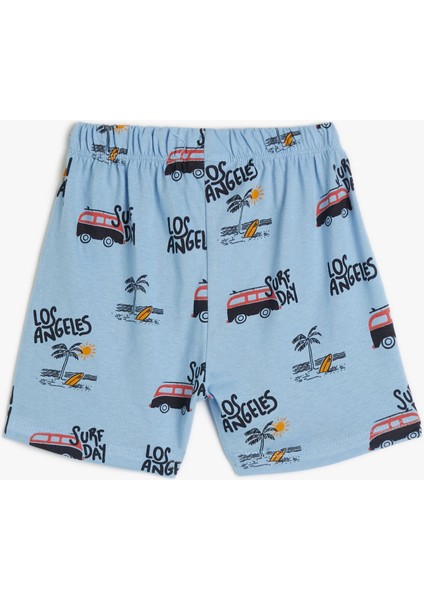 Şort Beli Bağlamalı Lastikli Araba Baskılı Cepli Pamuklu fiyatları