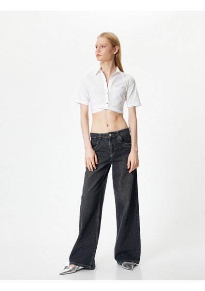 Crop Gömlek Kısa Kollu Cep Detaylı fiyatları