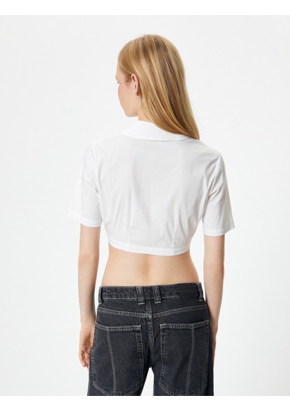 Crop Gömlek Kısa Kollu Cep Detaylı fırsatları