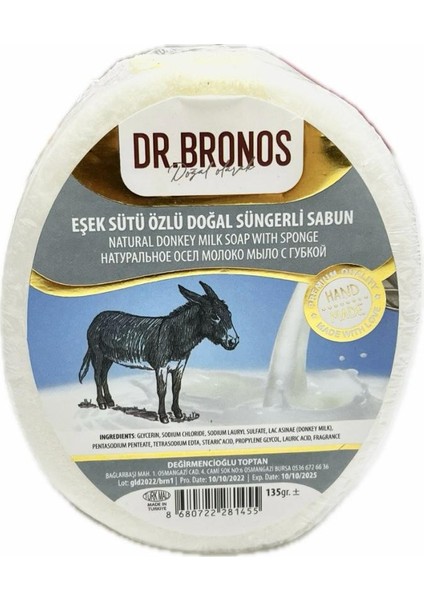 Dr.Bronos Eşek Sütü Özlü Doğal Süngerli Sabun 135 Gr.