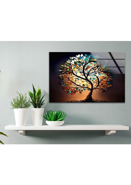 Hayat Ağacı Temperli Cam Duvar Tablosu