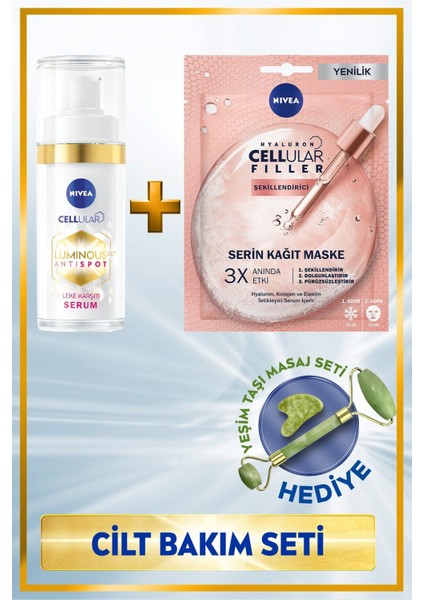 LUMINOUS630 Leke Karşıtı Serum 30 ml + Cellular Filler Kağıt Yüz Maskesi 1 Adet + Masaj Seti