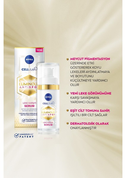 LUMINOUS630 Leke Karşıtı Serum 30 ml + Cellular Filler Kağıt Yüz Maskesi 1 Adet + Masaj Seti modelleri