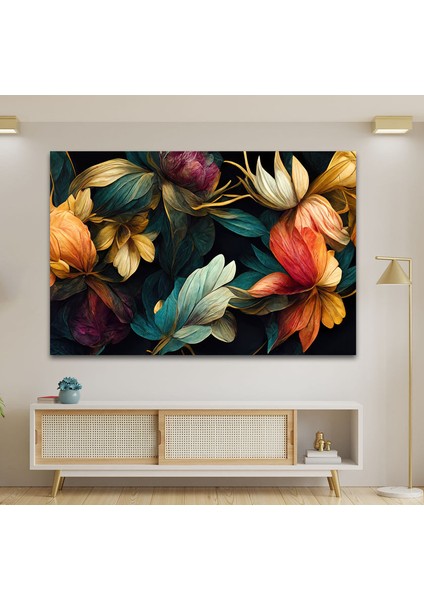 Renkli Çiçek Temperli Cam Duvar Tablosu