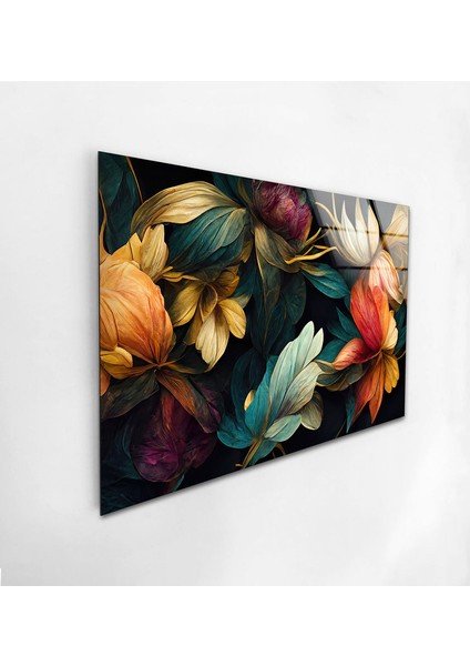 Renkli Çiçek Temperli Cam Duvar Tablosu modelleri