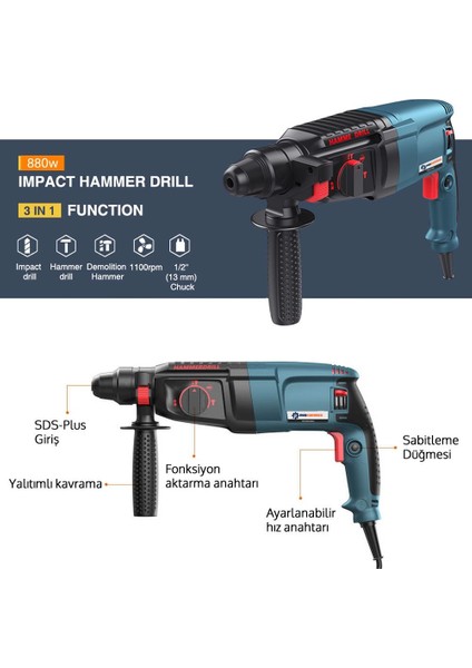 PH004 Professional Kırıcı Delici Hilti 880W (Mavi) modelleri