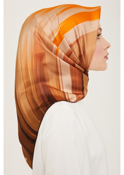 Soyut Desenli Twill İpek Eşarp 24Ya9131 52 50